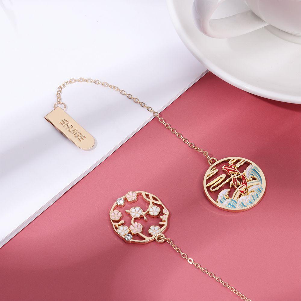 Chinese Style Tassel Red-crowned Crane Pendant Metal Bookmark Book Clip Personality Pagination Mark