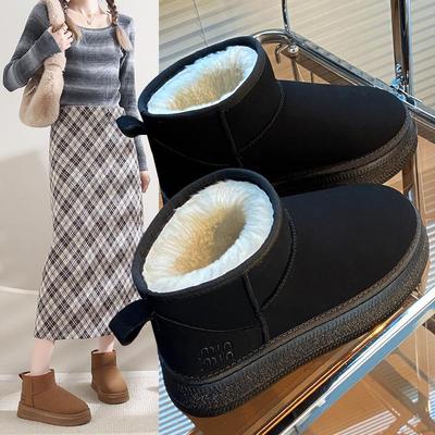 Northeast snow boots короткие ботинки 2024 зимние бархатные утолщенные кожаные водонепроницаемые нескользящие ботинки из хлопка на толстой подошве кожаные ботинки