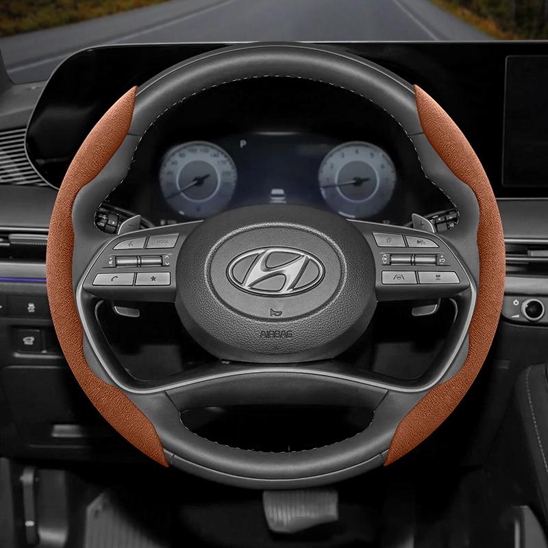 Подходит для Hyundai Нескользящая Пряжка Сегментированная Замшевая Накладка на Руль I30 Tucson I20 Accent I10 I40 Kona Ix35 Grand Elantra Solaris Creta Getz