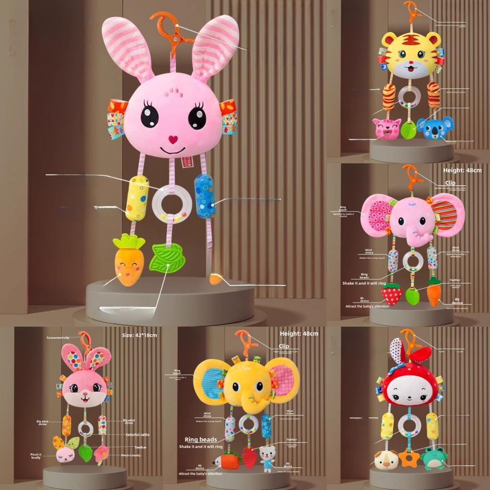 Baby Bed Hanging Rattle With Plush Bunny Wind Chime For Nursery Decor