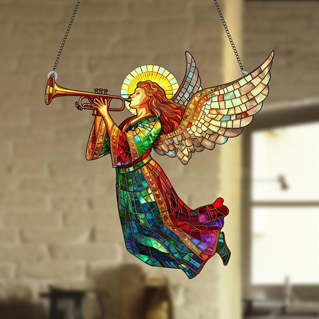2D Flat Angel Window Hanging Ornament Wall Art Decor Door Hanger Sign for Thanksgiving Day