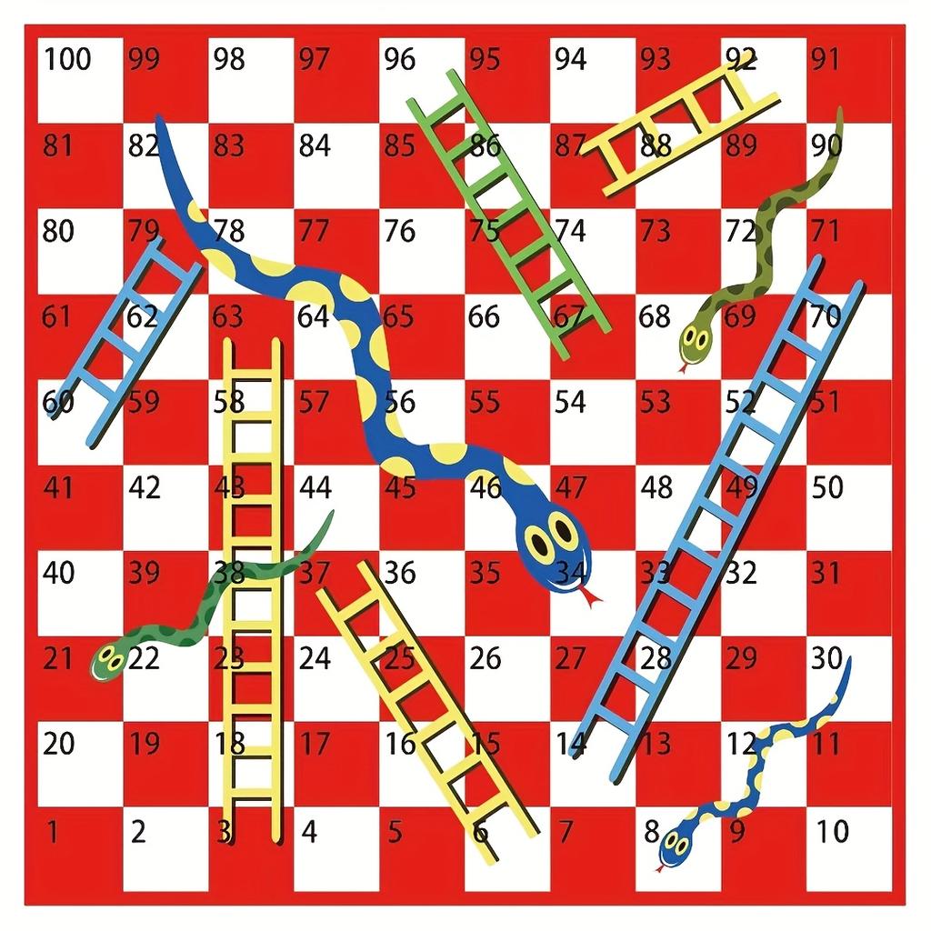 Portable PVC Snake Ladder Chessboard Game Mat with Dice - 129.54x129.54 cm Outdoor Travel Board Game for Family, Camping Picnics
