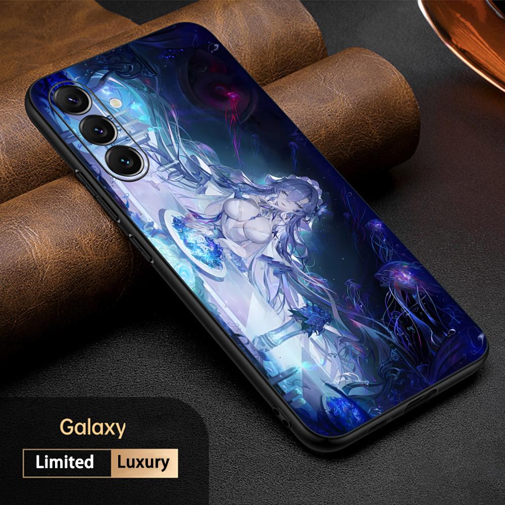 Кантарелла игра про красоту узор с девочкой Чехол для телефона для Samsung Galaxy S25 S24 S23 S22 S21 S20 Plus Ultra Note20 Мягкий Черный