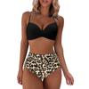 Women's Spring And Summer Sexy Print Split High Waist Bikini Swimsuit (2 Sets)