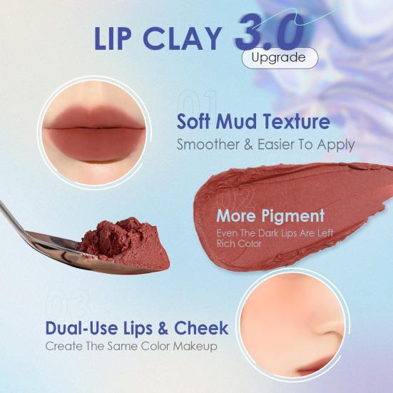Dual-Use High Saturation Lip Clay Velvet Cheek Mud Pigment for Beauty