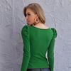 Women's Clothing Square Collar Long Sleeve Slim T-shirts & Long-sleeve Tops
