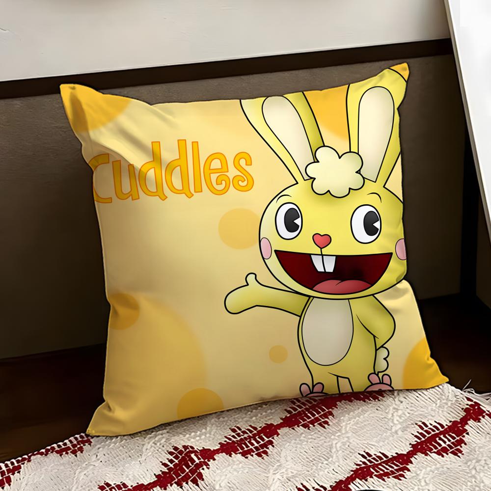 Anime HHappy Tree FFriends Cushion Cover Reversible Soft Durable Pillow Cover Home Car MultiScene Use for Daily Comfort