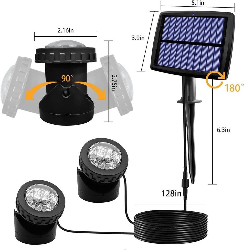 Outdoor Solar Spotlights For Pool Landscape Garden Ip65 Waterproof Led Light For Backyard Decor