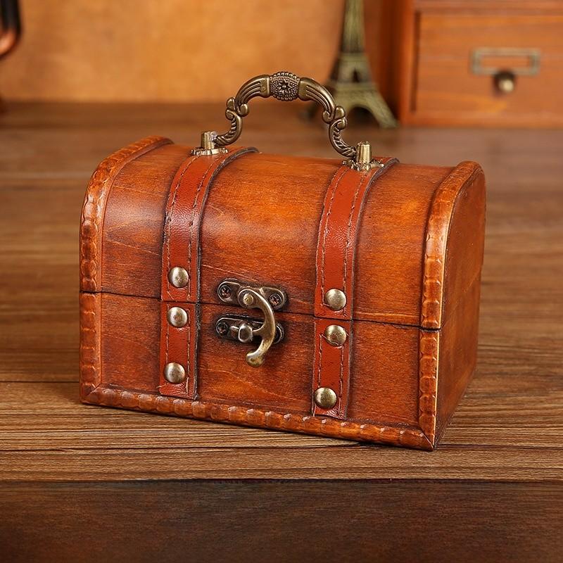 Storage Wooden Desktop Box With Lock For Dustproof Decoration In Bedroom Office