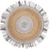 Aizza Trends Indian Handmade Braided Natural Jute and Cotton Round Floor Area Rug- Jute Rug- Dining Room- Living room-Center Table Carpet-Floor Mat
