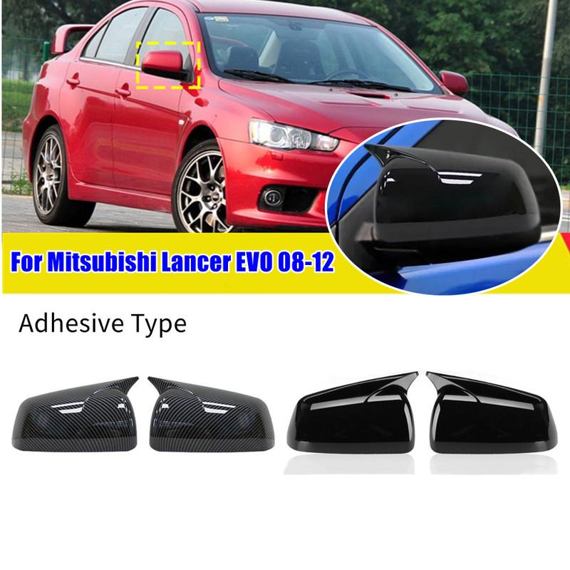 Для Mitsubishi Lancer X 10 EX EVO 2008-2012 ABS Накладка на боковое зеркало заднего вида Колпачок крыла Внешняя отделка двери Самоклеящаяся Без указателя поворота