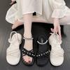 Sandals Women's Summer 2025 New Fashion Platform Fairy Style Roman Shoes Pearl Outer Soft-soled Sandals