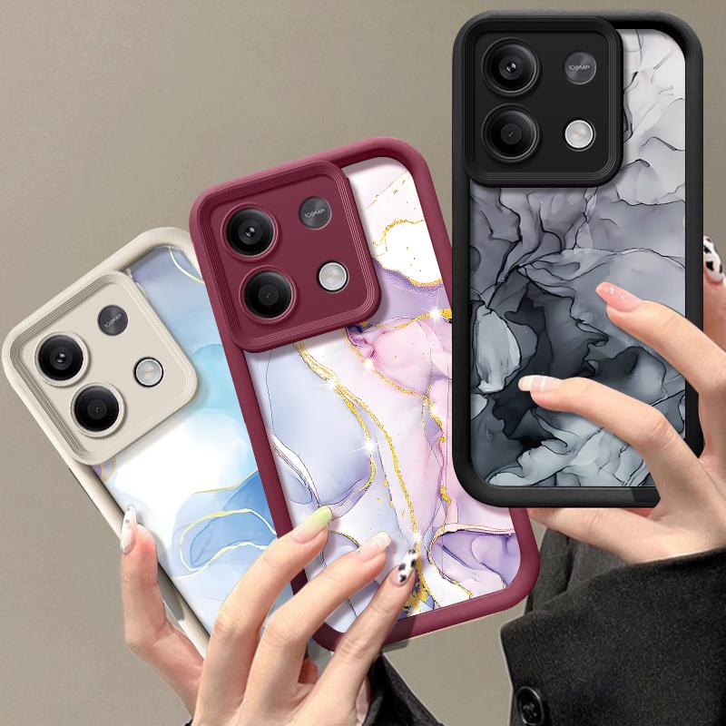 Colorful Marble Shell For Xiaomi 13t Pro Poco X6 X5 Redmi Note 13 12 11 Pro Matte Lens Protection Soft Silicone Case Cover