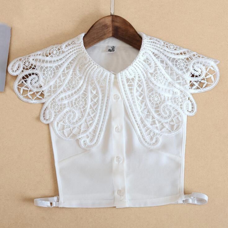 Elegant Lace Collars For Women Shirt Fake False Collar With Beads White Detachable Collar For Women Half Shirt Col Nep Kraagie