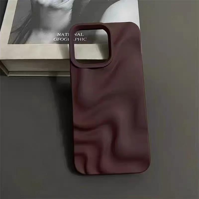Чехол однотонный совместимый для IPhone 7Plus 16 13 15 11 14 12 Pro Max X XS XR Max 6 8 6s Plus SE 3D-чехол с неровной волной