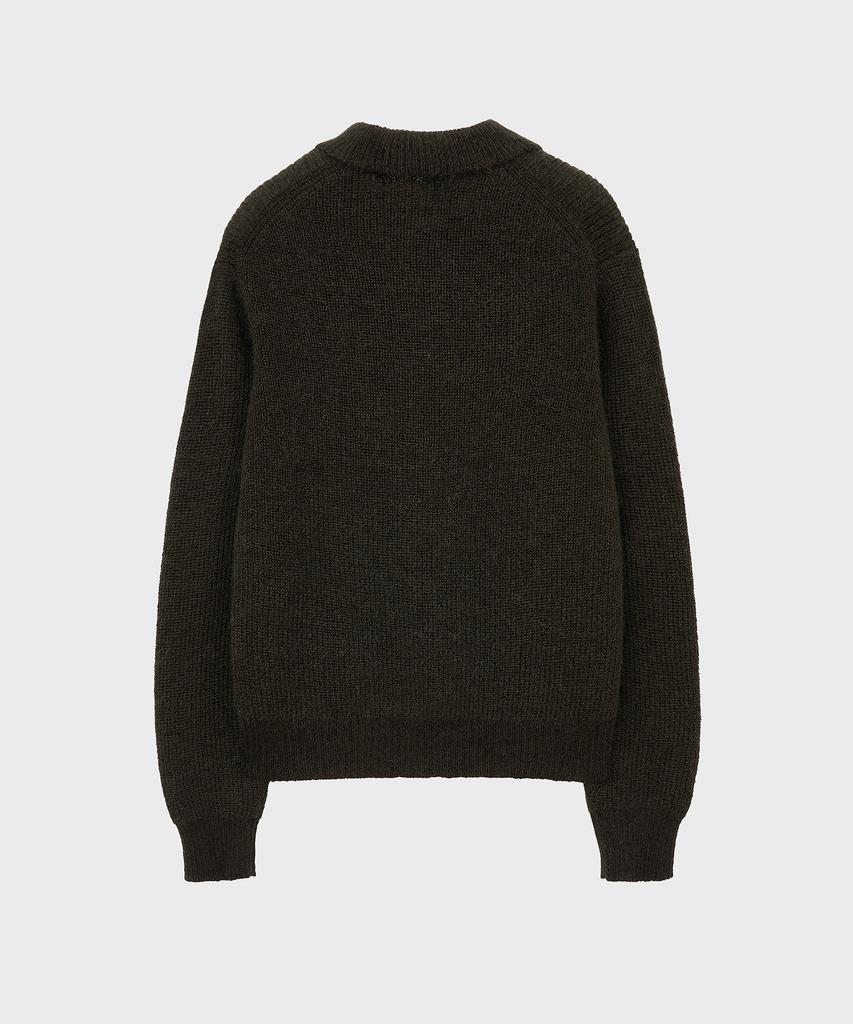NOIRER Kid Mohair Crop Polo Knit (Khaki Brown)