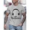 Technics Headphone Print T Shirts Men Harajuku Fashion T Shirt Oversized Summer Short Sleeve T-shirts Trendy Loose DJ Tee Tops