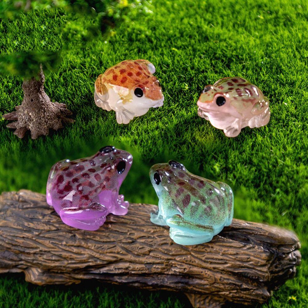 10 шт. мультяшные светящиеся фигурки лягушек миниатюры милая маленькая модель жабы микро ландшафтные украшения