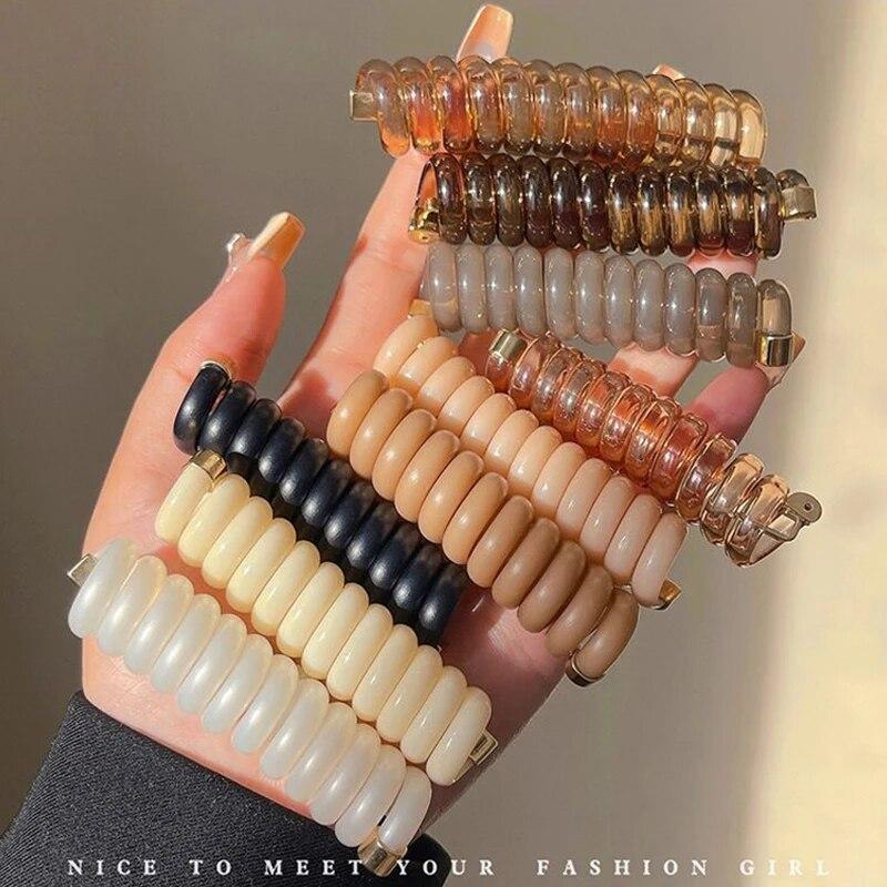 Эластичные резинки для волос для женщин и девочек, однотонные резинки для волос, спиральная катушка, резинка, хвостики, веревка для головы, аксессуары для волос