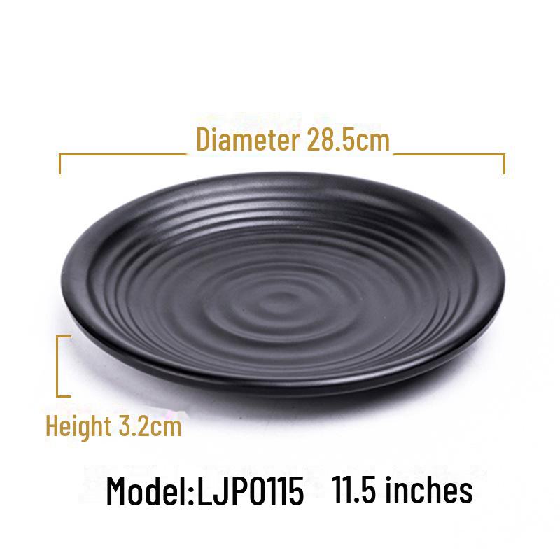 Melamine Black Imitation Porcelain Plate - Versatile Dish for Hot Pot, Barbecue, and Cold Dishes