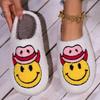 Fashion Winter Strawberry Pattern Women's Cotton Slippers Large Size Home Couple Fluffy Flip-Flops Leisure Plush Warm Flat Sole Slippers