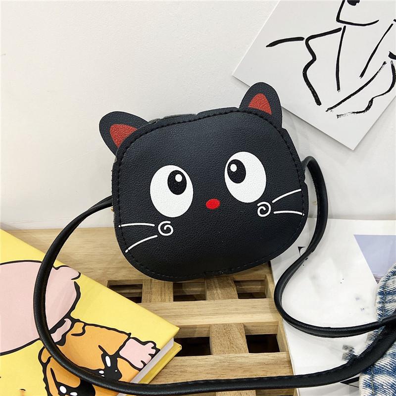 Baby Girls PU Leather Small Shoulder Crossbody Bags Cute Cat Kids Coin Purse Wallet Fashion Children's Mini Handbags