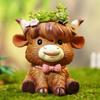 Cute Animal Plant Pot Cattle Figurine Ornament Resin Cow Statue Home Decoration Gift Flower