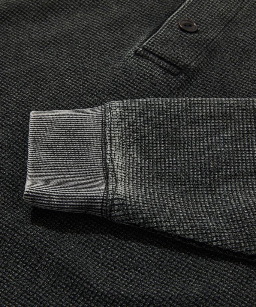 PENFIELD Vintage Washed Waffle Button Henley Neck Long Sleeve T-Shirt Charcoal_Fs1Kt07U