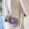 Crossbody Lanyard Necklace Strap Card Holder Purple Case for iPhone 11 15 16 14 Pro Max X XS XR Max Coin Purse Cover