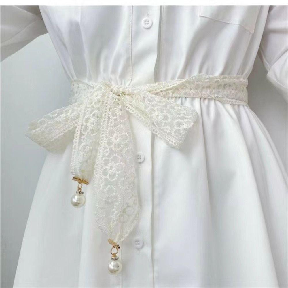 Пояс-цепочка с жемчужной подвеской, милое декоративное платье, цепочка на талию, трендовые кружевные пояса на талию для женщин