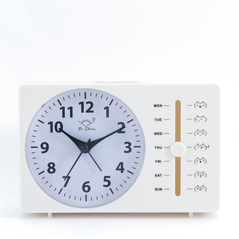Маленький будильник Будильник на неделю Квадратные кварцевые настольные часы Сканирующие бесшумные стрелочные часы Студенческие часы