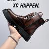 Side Zipper Martin Boots Outdoor Fashion Tooling Boots 2024 Hong Kong Wind Locomotive Boots Men's Premium Leather Shoes 3315-A