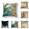 45x45cm Nordic Ins Abstract Gold Blue Marble Print Cushion Cover Sofa Office Seat Lumbar Pillow Cover Home Decoration