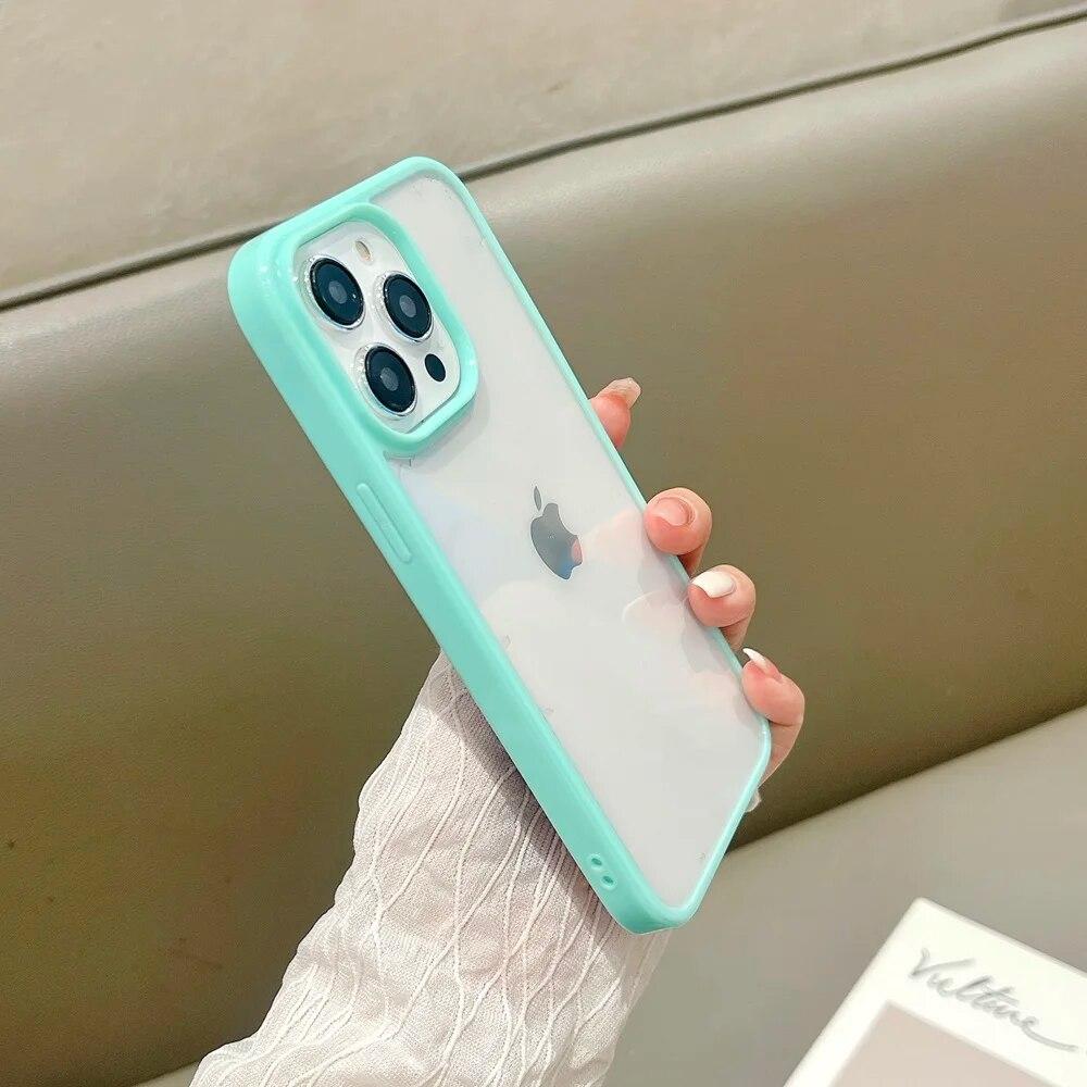 Роскошный противоударный чехол ярких цветов для iPhone 15 14 13 12 11 Pro Max X XS XR 8 7 Plus, мини-прозрачный жесткий акриловый чехол