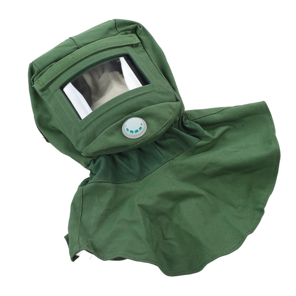 Sand Blasting Hood Cap Face Shield Vent Dustproof Windproof Canvas Shawl Cut Scratch Heat Resistant Neck Protector