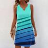 Women Summer Dresses V-Neck Print Sleeveless Sundress Casual Dress