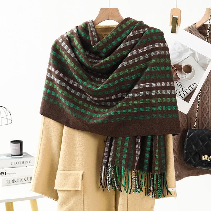 Plaid Scarf Women's Winter Thickened Warm New Men's Scarf Shawl High End Cashmere Wool Scarf