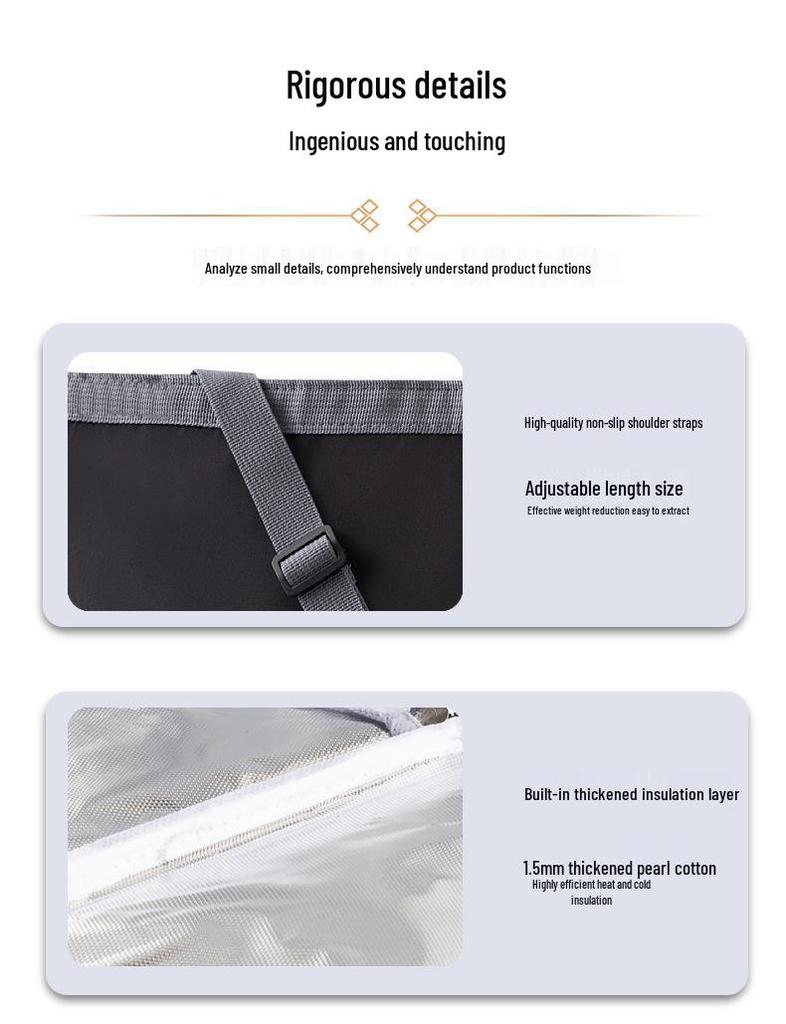 Изолированная сумка-кроссбоди, сумка для ланча с плечевым ремнем для путешествий и пикников