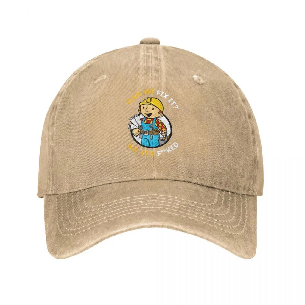 Bob The Builder Baseball Caps Classic Distressed Washed Can We Fix It Funny Repair Man Sun Cap Outdoor Summer Caps Hat