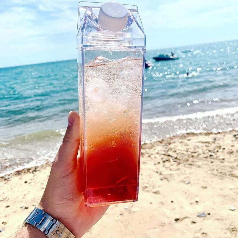 Double Capacity Square Milk Cup 500ML 1000ML Clear Construction Ergonomic Grip Spill Resistant Designs