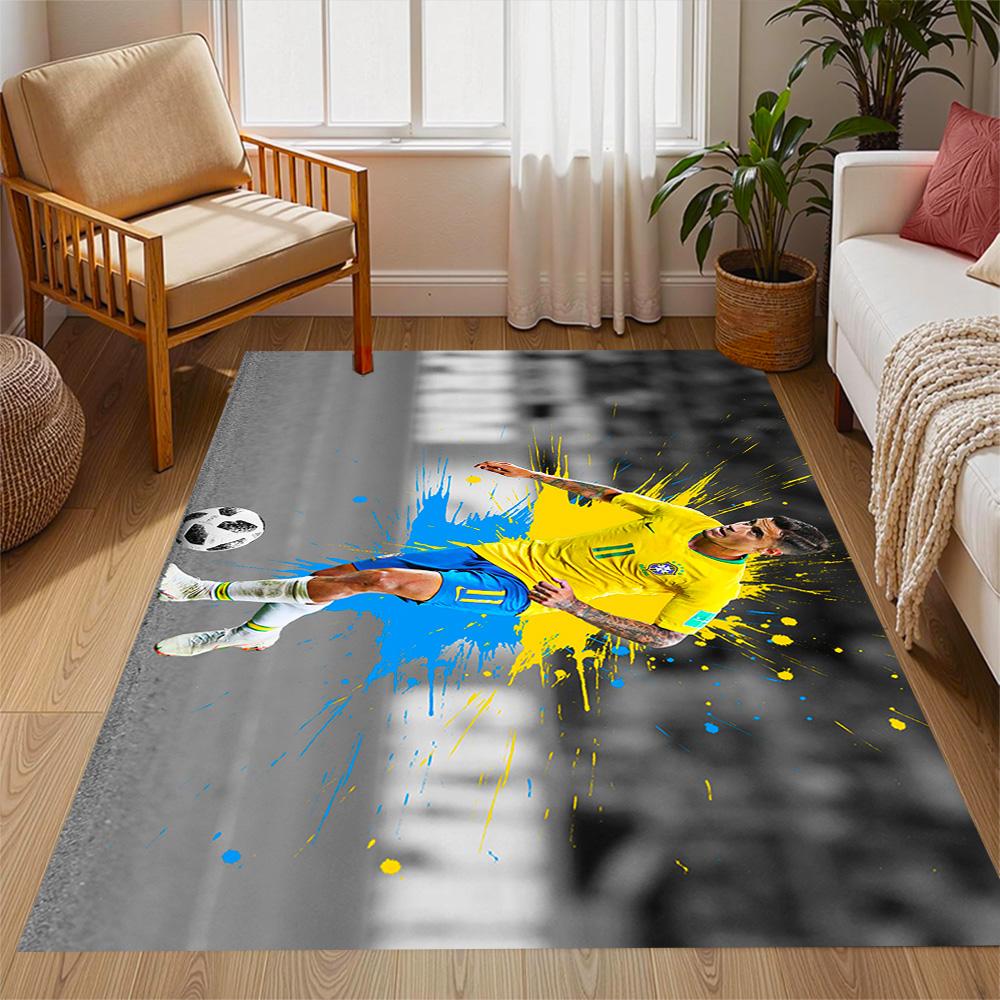 Brazilian Soccer Player Action. Carpet Perfect for Dormitory Kitchen Balcony Foyer Anti-slip Rug Decorate Offices Perfect Birthday/Christmas Gift Idea