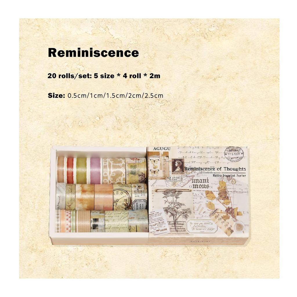 20 шт., винтажный набор лент с принтом Васи, ретро стиль, буквы, художественная клейкая клейкая лента, наклейки для украшения альбома, дневника