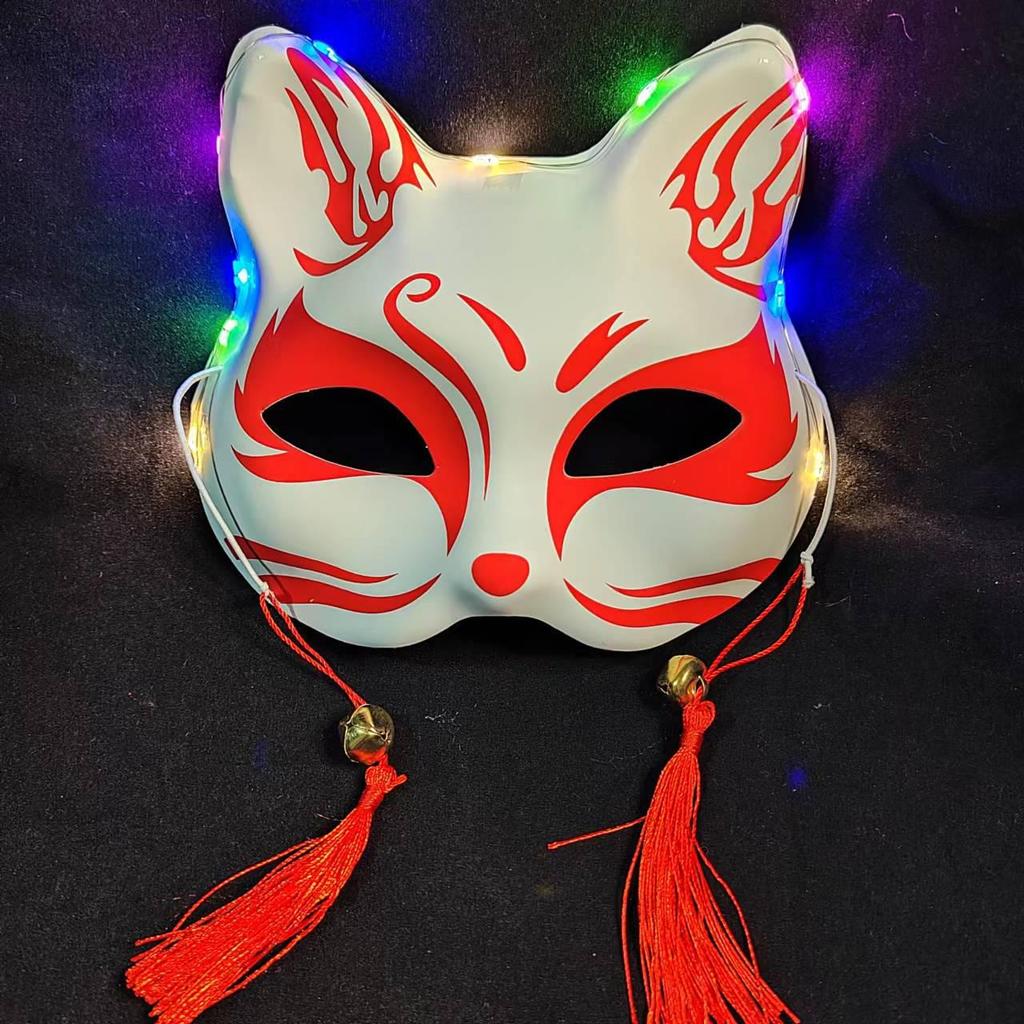 Luminous Cat Fox Mask - Hand-Painted Japanese Style Halloween Party Cosplay for Women