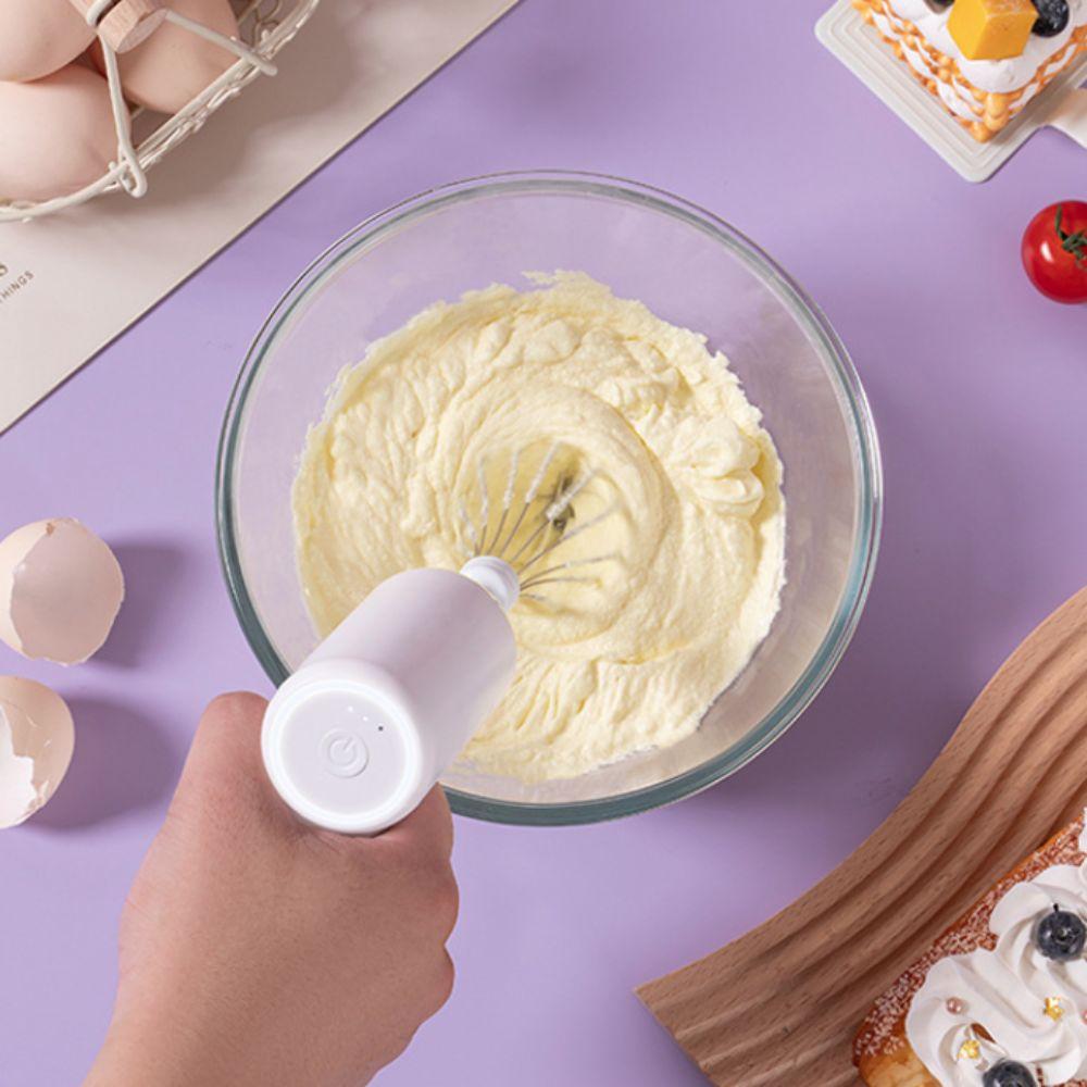Replaceable Whisk Head Wireless Electric Egg Beater Rechargeable Milk Frother Food Blender Cake