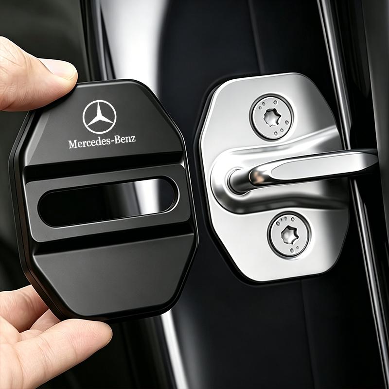 4Pcs Car Door Lock Cover Stainless Steel Protector Tire Valve For Mercedes Benz AMG W204 W205 W203 W211 W212 W213 W201 W210 W168 CA1