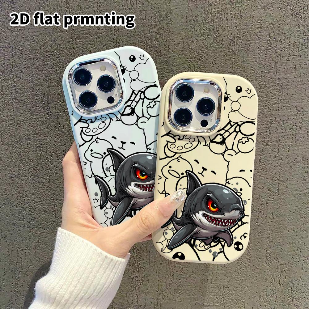 Phone case: 2D flat, suitable for iPhone 18 17 16 15 14 13 Pro protective case, cool cute shark, perfect holiday gift for Christmas and Halloween