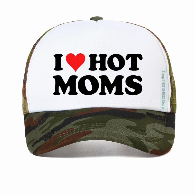 Смешная бейсболка I LOVE HOT MOMS хиппи гот кроп летние шляпы для гольфа модные летние унисекс сетчатые дышащие снэпбэк кепки