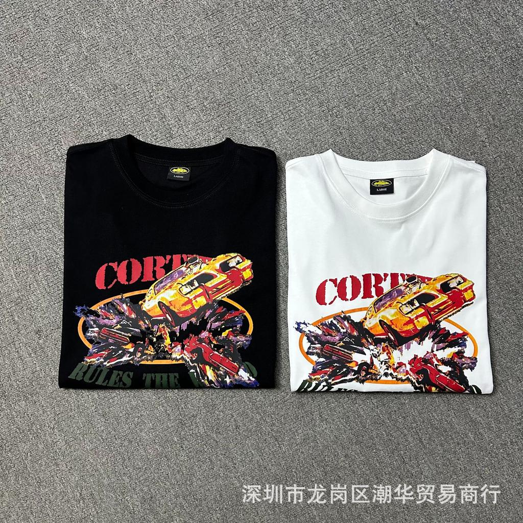 24 Cross-border European and American tide brand Corteiz Alcatraz Flying Car Short Sleeve T-Shirt Men's and Women's Loose Casual Short Sleeve Summer