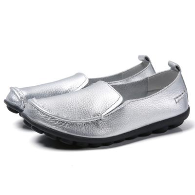 Модные женские балетки из натуральной кожи, туфли балерины, туфли медсестры, мокасины, женские лоферы, слипоны, серебристые туфли для женщин, мягкие балетки