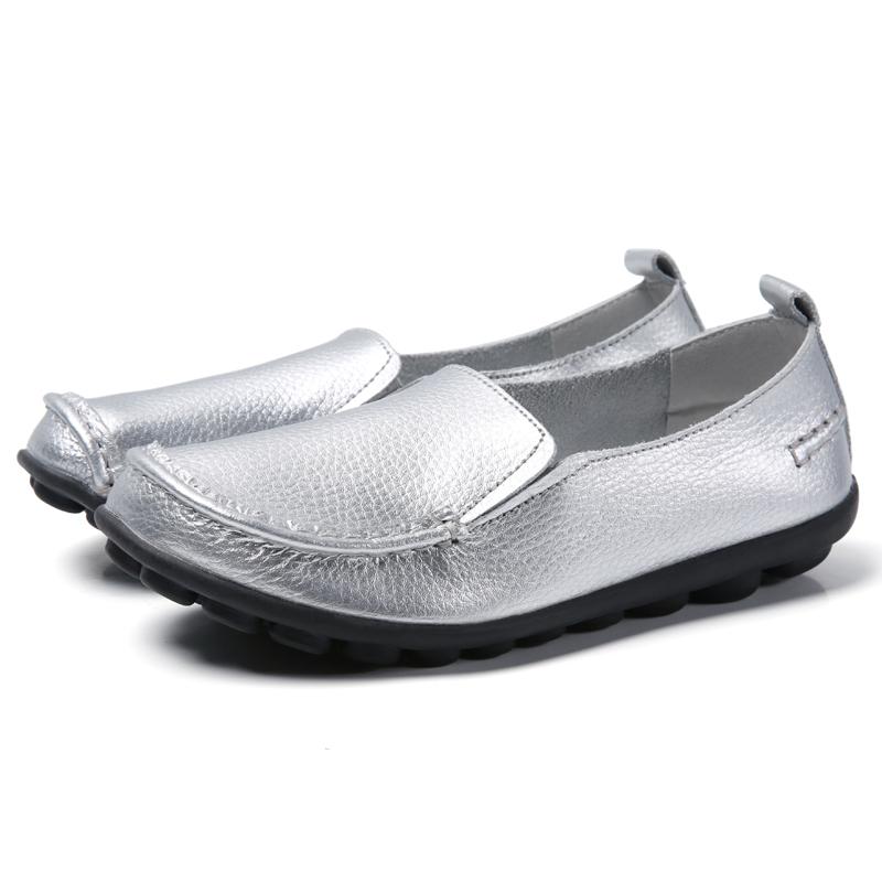 Women Flats Genuine Leather Fashion Footwear Women Shoe Moccasins Shoes Women Slip On Flat Shoes Soft Plus Size Tenis Feminino
